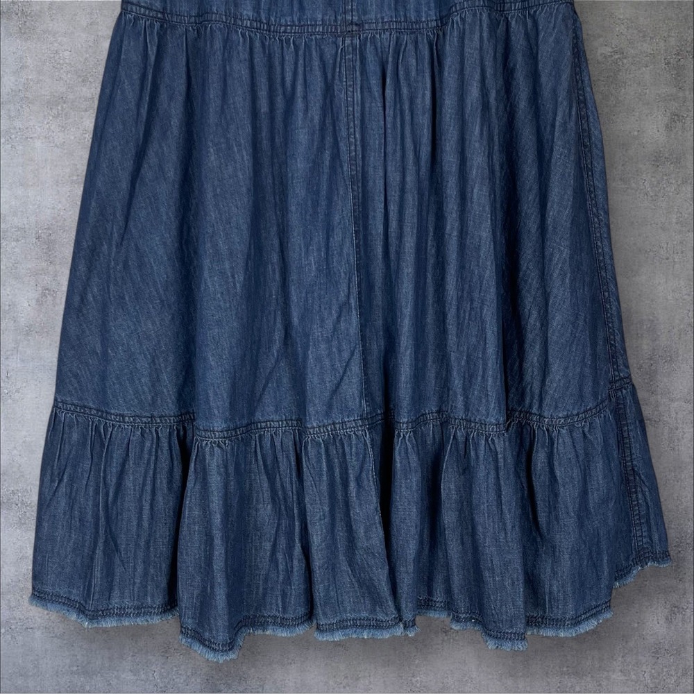 Pilcro Anthropologie Tiered Denim Maxi Broomstick Skirt Womens S Western Boho - Picture 4 of 8